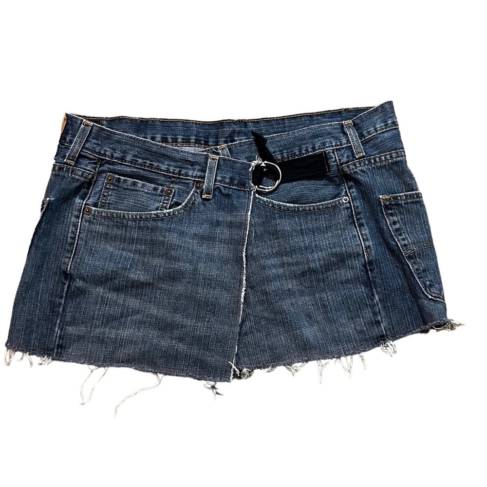 Levi’s Up Cycled Denim Wrap Skirt Size XL Full Wrap Button and Belt Closure